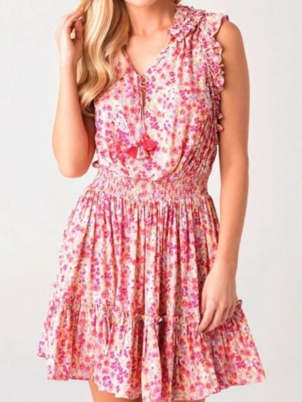 Poupette St Barth Trinity Pink Mini Floral Dress *See Msmts